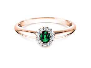 Verlovingsring Jolie in 18K roségoud met smaragd 0,25ct en diamanten 0,06ct
