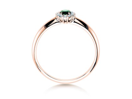 Verlovingsring Jolie in 18K roségoud met smaragd 0,25ct en diamanten 0,06ct