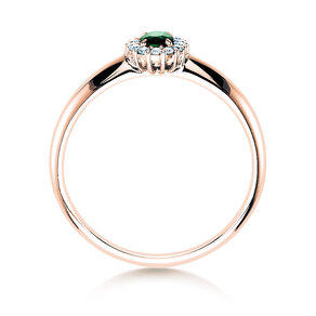 Verlovingsring Jolie in 18K roségoud met smaragd 0,25ct en diamanten 0,06ct