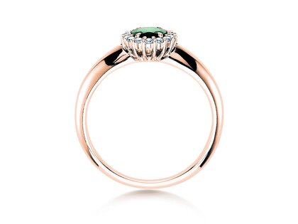 Verlovingsring Windsor in 18K roségoud met smaragd 0,60ct en diamanten 0,12ct