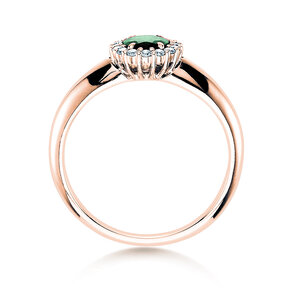 Verlovingsring Windsor in 18K roségoud met smaragd 0,60ct en diamanten 0,12ct