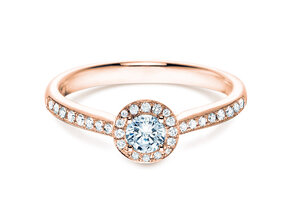 Verlovingsring Halo Petite in 18K roségoud met diamanten 0,50ct G/SI