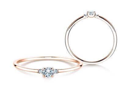 Verlovingsring  in 14K roségoud met diamanten 0,10ct G/SI