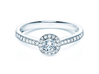 Verlovingsring Halo Petite in 18K witgoud met diamanten 0,50ct G/SI