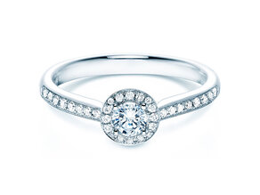 Verlovingsring Halo Petite in 18K witgoud met diamanten 0,50ct G/SI