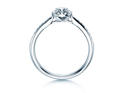 Verlovingsring Halo Petite in 18K witgoud met diamanten 0,50ct G/SI