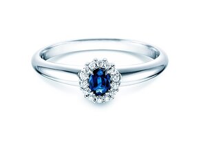 Verlovingsring Jolie in 18K witgoud met saffier 0,25ct en diamanten 0,06ct