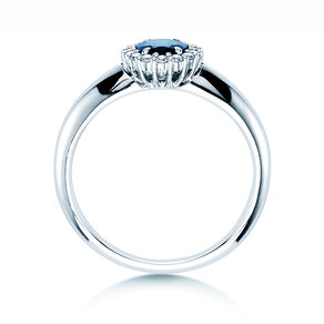 Verlovingsring Windsor in 14K witgoud met saffier 0,60ct en diamanten 0,12ct