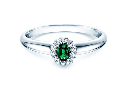 Verlovingsring Jolie in 14K witgoud met smaragd 0,25ct en diamanten 0,06ct