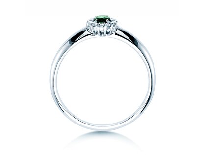 Verlovingsring Jolie in 14K witgoud met smaragd 0,25ct en diamanten 0,06ct