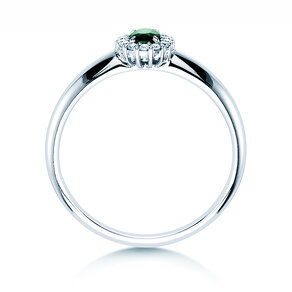 Verlovingsring Jolie in 14K witgoud met smaragd 0,25ct en diamanten 0,06ct