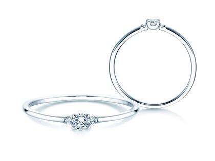 Verlovingsring  in 9K witgoud met diamanten 0,10ct G/SI