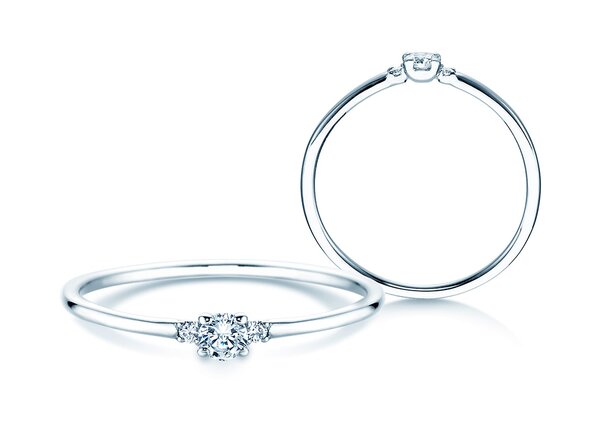 Verlovingsring  in 9K witgoud met diamanten 0,10ct G/SI