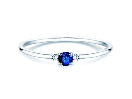 Verlovingsring Vivid Petite in 14K witgoud met saffier 0,08ct en diamanten 0,02ct