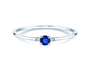 Verlovingsring Vivid Petite in 14K witgoud met saffier 0,08ct en diamanten 0,02ct