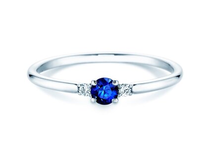 Verlovingsring Vivid Petite in 14K witgoud met saffier 0,16ct en diamanten 0,04ct