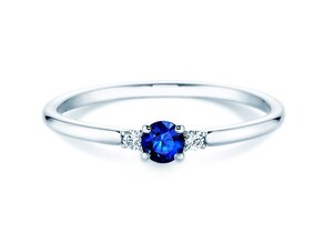 Verlovingsring Vivid Petite in 14K witgoud met saffier 0,16ct en diamanten 0,04ct