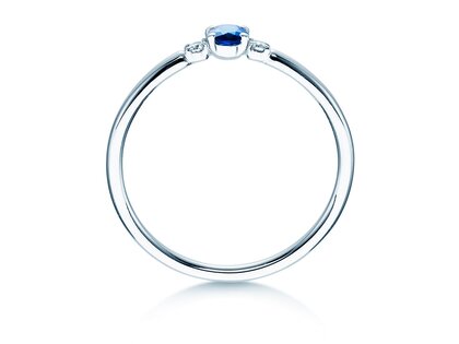Verlovingsring Vivid Petite in 14K witgoud met saffier 0,16ct en diamanten 0,04ct