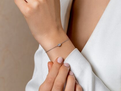 Armband Diamond Drop in 18K witgoud met 1 diamant 0,25ct G/SI, 18cm