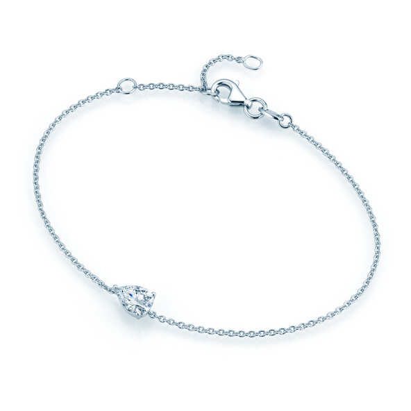 Armband Diamond Drop in 18K witgoud met 1 diamant 0,25ct G/SI, 18cm