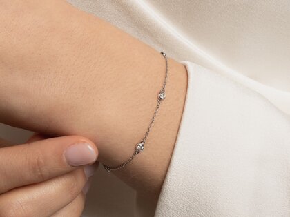 Armband Leon in 18K witgoud met 5 diamanten 0,15ct G/SI, 18,5cm