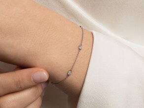 Armband Leon in 18K witgoud met 5 diamanten 0,15ct G/SI, 18,5cm