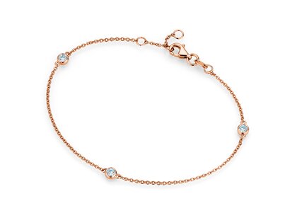 Armband Leon in 14K roségoud met 3 diamanten 0,09ct