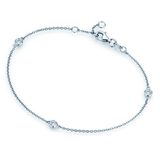 Armband Leon in 14K witgoud met 3 diamanten 0,09ct G/SI, 18,5cm