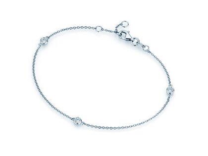 Armband Leon in 14K witgoud met 3 diamanten 0,09ct G/SI, 18,5cm
