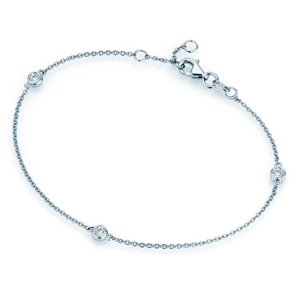 Armband Leon in 14K witgoud met 3 diamanten 0,09ct G/SI, 18,5cm