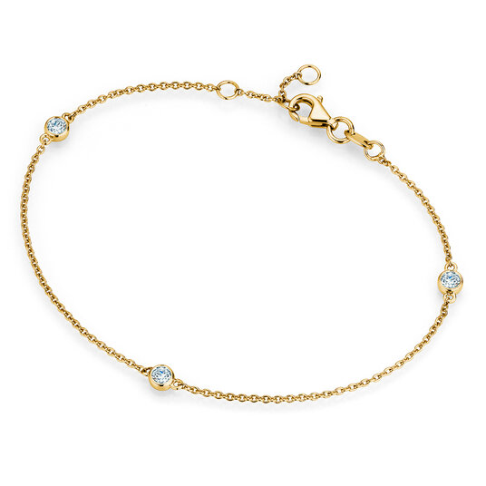Armband Leon in 14K geelgoud met 3 diamanten 0,09ct G/SI, 18,5cm