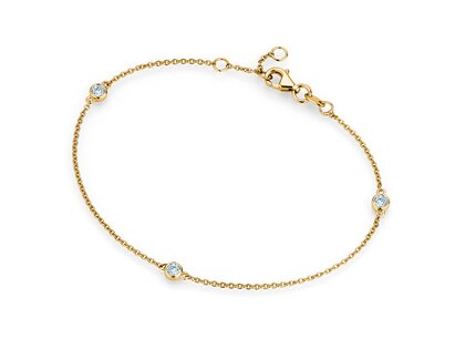 Armband Leon in 14K geelgoud met 3 diamanten 0,09ct G/SI, 18,5cm