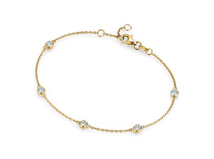 Armband Leon in 18K geelgoud met 5 diamanten 0,25ct G/SI, 18,5cm