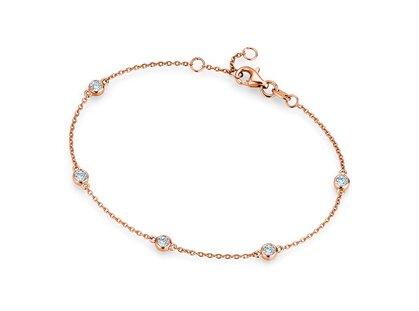 Armband Leon Lab-grown diamant in 9K roségoud met 5 Lab-grown diamanten 0,15ct E/VS, 18,5cm