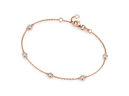 Armband Leon in 14K roségoud met 5 diamanten 1,25ct G/SI, 18,5cm