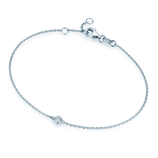 Armband Leon in 14K witgoud met 1 diamant 0,03ct G/SI, 18,5cm