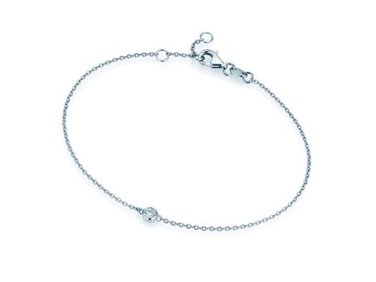 Armband Leon in 14K witgoud met 1 diamant 0,03ct G/SI, 18,5cm