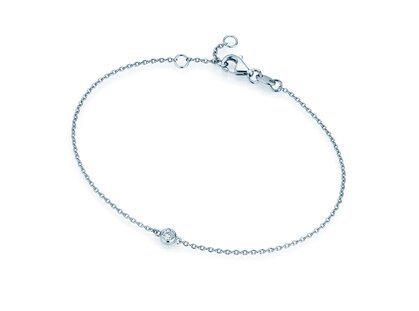 Armband Leon in 18K witgoud met 1 diamant 0,05ct G/SI, 18,5cm