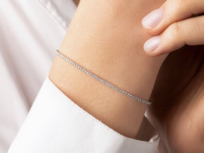 Tennisarmband Modern in 18K witgoud met 98 natuurlijke diamanten 1,02ct G/SI, 17cm