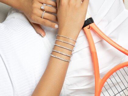 Tennisarmband Modern in 18K witgoud met 98 natuurlijke diamanten 1,02ct G/SI, 17cm