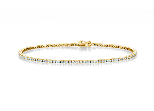 Tennisarmband Modern in 18K geelgoud met 98 natuurlijke diamanten 1,02ct G/SI, 17cm