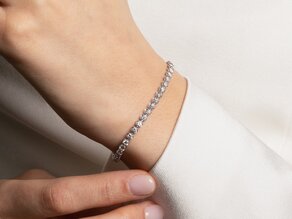 Tennisarmband in 18K witgoud met 43 diamanten 4,7ct G/SI, 17cm