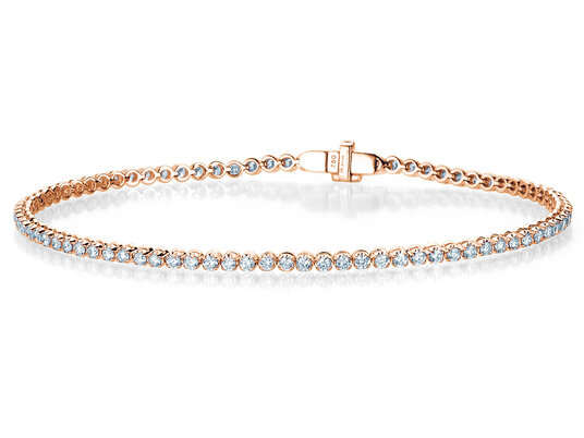 Tennisarmband in 18K roségoud met 74 diamanten 1,25ct G/SI, 16cm
