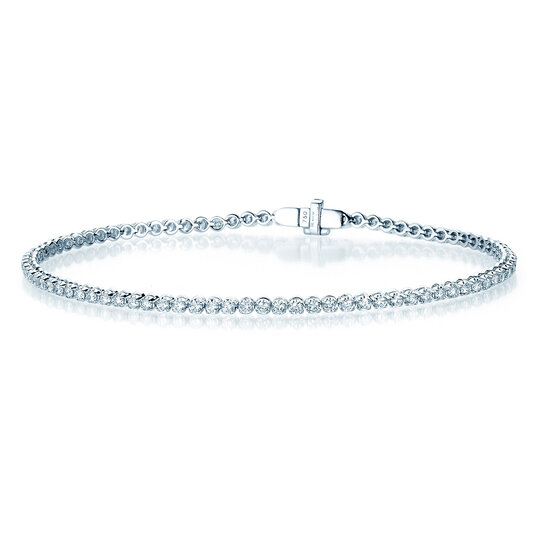 Tennisarmband in 18K witgoud met 74 diamanten 1,25ct G/SI, 16cm
