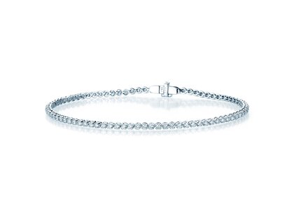 Tennisarmband in 18K witgoud met 74 diamanten 1,25ct G/SI, 16cm