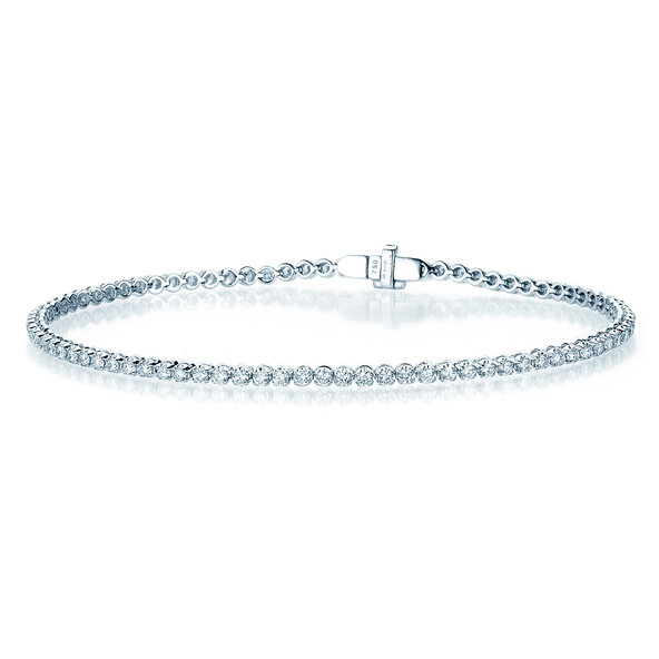 Tennisarmband in 18K witgoud met 74 diamanten 1,25ct G/SI, 16cm