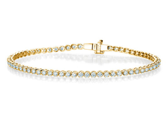 Tennisarmband in 18K geelgoud met 74 diamanten 1,25ct G/SI, 16cm