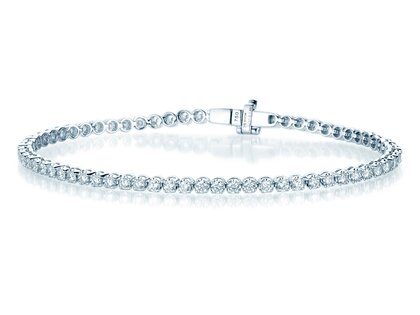 Tennisarmband in 18K witgoud met 49 diamanten 2,9ct G/SI, 16cm