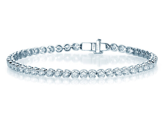 Tennisarmband in 18K witgoud met 43 diamanten 4,7ct G/SI, 17cm