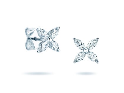 Oorbellen Flower in 14K witgoud met diamanten 0,64ct